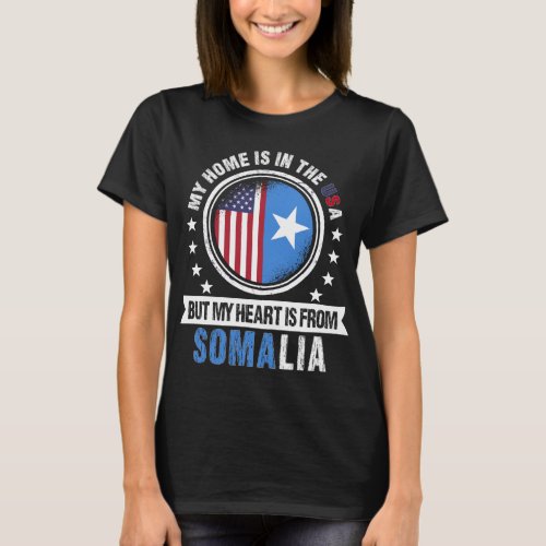 American Somali Flag Heart from Somalia Patriot T_Shirt