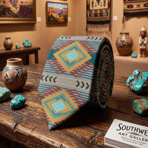 American Southwest Patterned Art And Earthy Colors Neck Tie