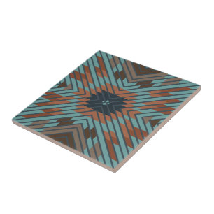 American Southwest Tribal Patterned Art And Colors Ceramic Tile