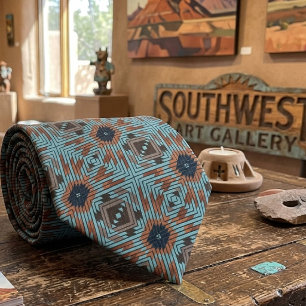 American Southwest Tribal Patterned Art And Colors Neck Tie