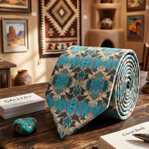 American Southwestern Patterned Art And Colors Neck Tie