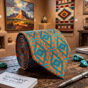 American Southwestern Style Pattern And Colors Art Neck Tie