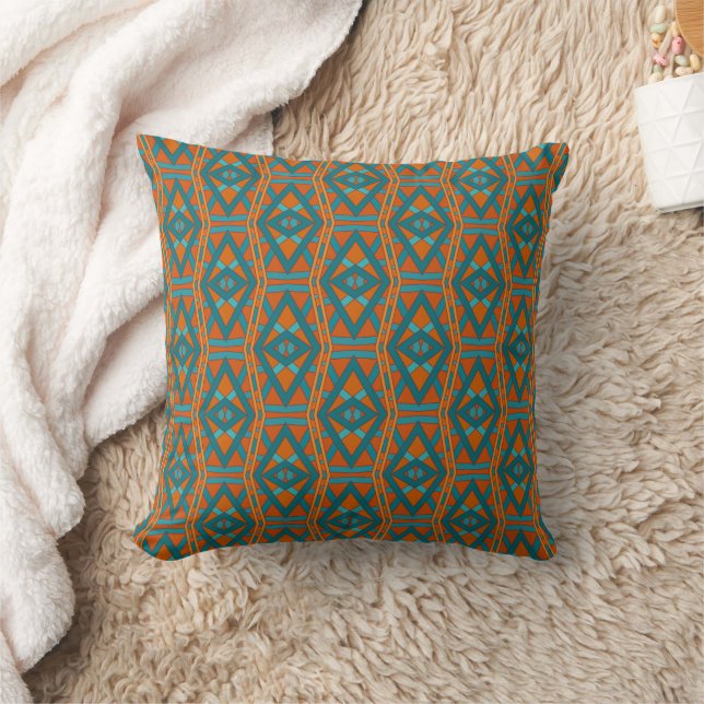 American Southwestern Style Pattern And Colors Art Throw Pillow (Blanket)
