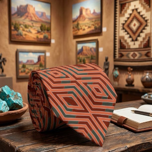 American Southwestern Tribal Pattern Art And Color Neck Tie