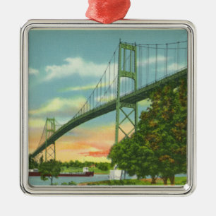 American Span of the International Bridge View Metal Ornament