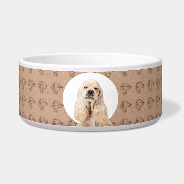 American Spaniel Personalized Photo & Name Dog  Bowl (Front)