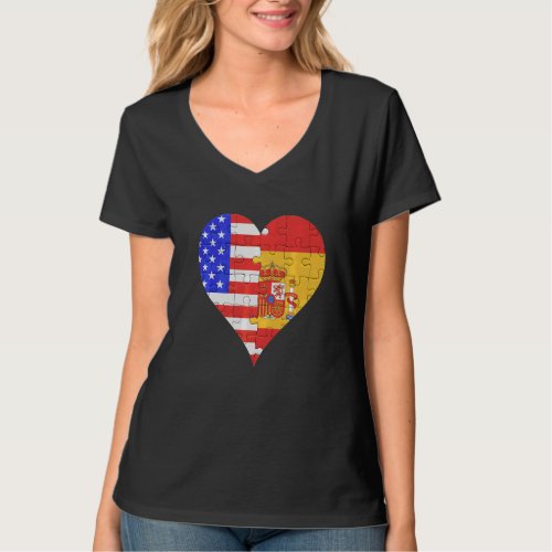 American Spanish Flag Heart T_Shirt