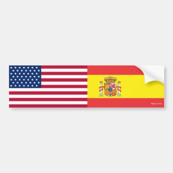 American & Spanish Flags Bumper Sticker by Hodge_Retailers at Zazzle