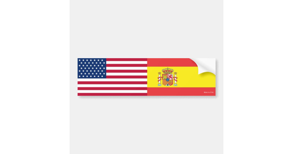 American & Spanish Flags Bumper Sticker Zazzle