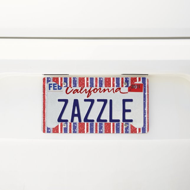 American Sparkle Stripes License Plate Frame (On Car)