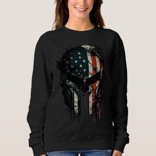 American Spartan Reaper Themed USA Flag National P Sweatshirt