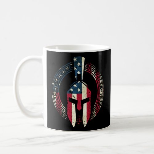 American Spartan Warrior Helmet Patriotic Flag  Coffee Mug