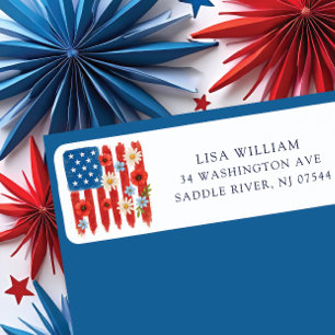American Spirit flag Return Address Label