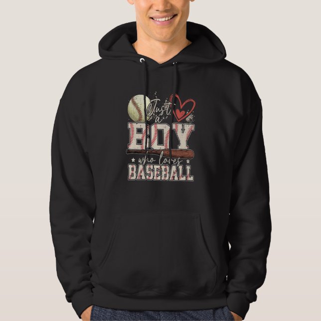 American Sport Men Just A Boy Who Loves Baseball G Hoodie (Front)