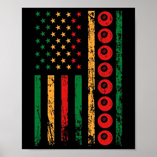 American Sports Flag Black History Month Billiards Poster (Front)
