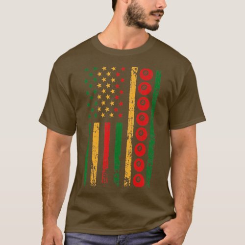 American Sports Flag Black History Month Billiards T_Shirt