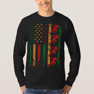 American Sports Flag Black History Month Track And T-Shirt