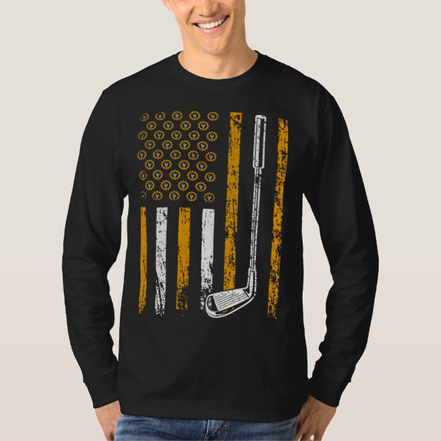 American Sports Flag Construction Tool Golf Club T-Shirt (Front)