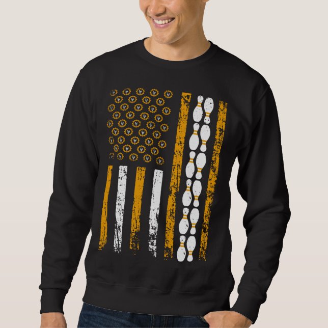 American Sports Flag Construction Tools Bowling Pi Sweatshirt (Front)