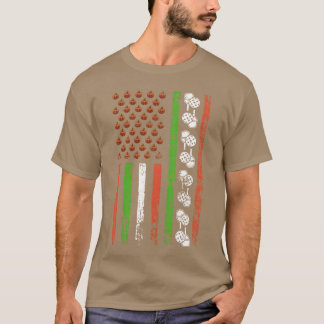 American Sports Flag Halloween Pumpkin Pickleball  T-Shirt