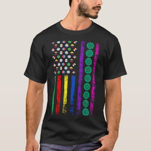 American Sports Flag Hispanic Heritage Month Lawn  T_Shirt