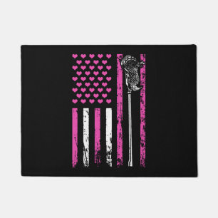 American Sports Flag Lacrosse Stick Valentine's Doormat