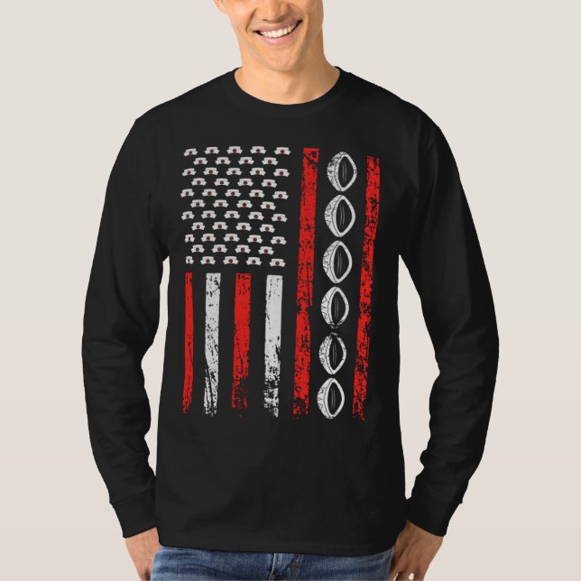 American Sports Flag National Nurses Day Rugby Foo T-Shirt (Front)