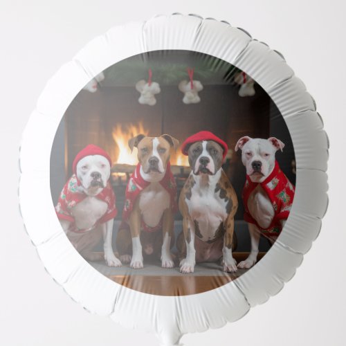 American Staffordshire by the Fireplace Christmas Balloon