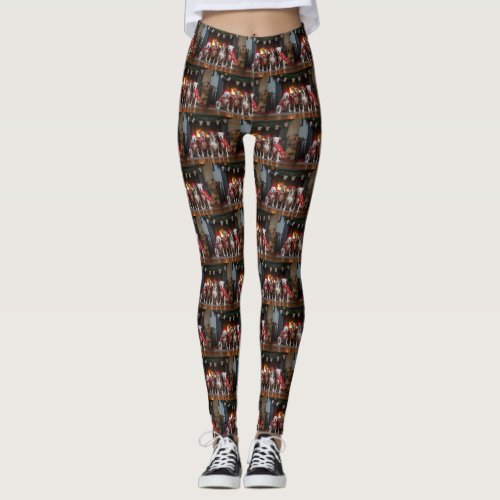 American Staffordshire by the Fireplace Christmas Leggings