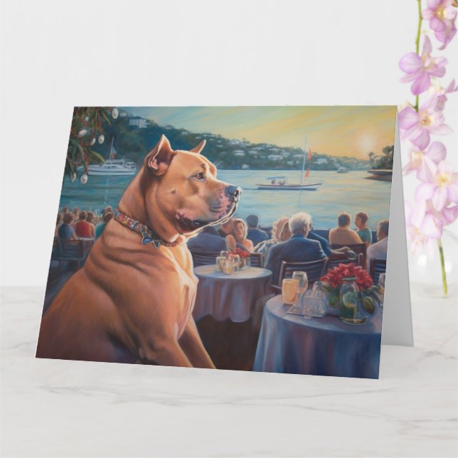 American Staffordshire Christmas Cruise: Pawsome Card (Orchid)