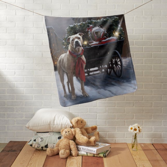 American Staffordshire Christmas Festive Season Baby Blanket (In Situ)