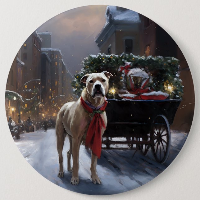 American Staffordshire Christmas Festive Season Button (Front)