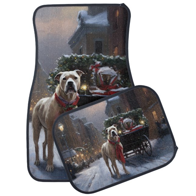 American Staffordshire Christmas Festive Season Car Floor Mat (Set)