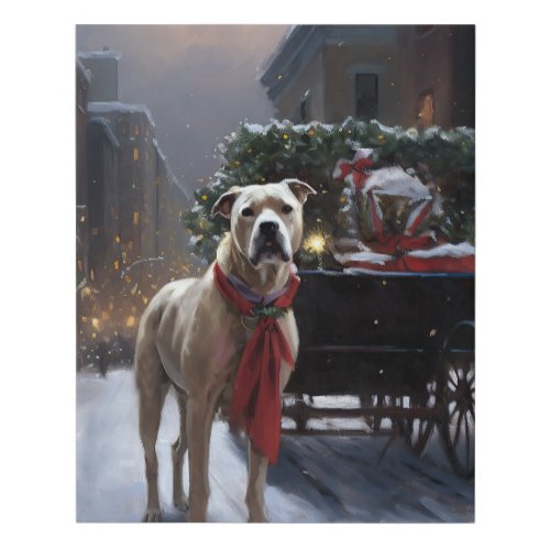 American Staffordshire Christmas Festive Season Faux Canvas Print