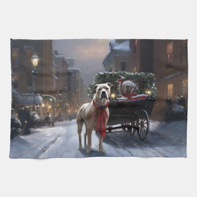 American Staffordshire Christmas Festive Season Kitchen Towel (Horizontal)