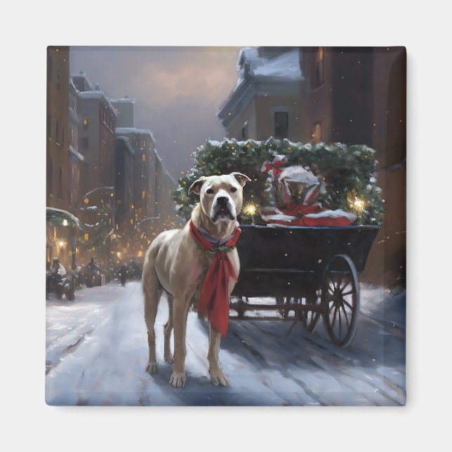 American Staffordshire Christmas Festive Season Magnet (Front)