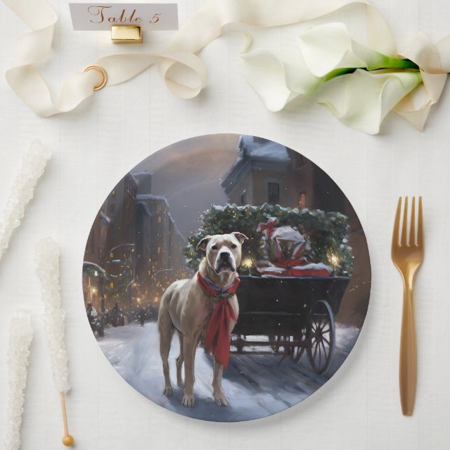 American Staffordshire Christmas Festive Season Paper Plates (Wedding)