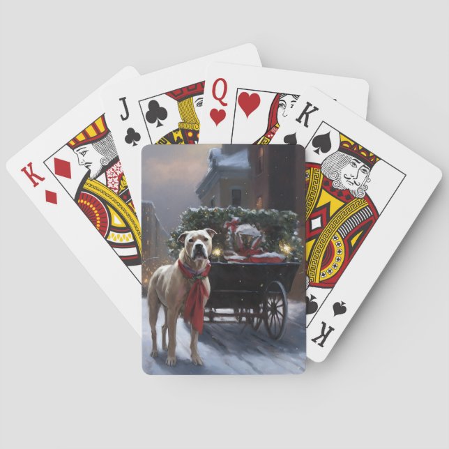 American Staffordshire Christmas Festive Season Poker Cards (Back)