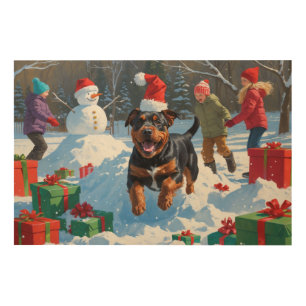 American Staffordshire Christmas Festive Snow  Wood Wall Art