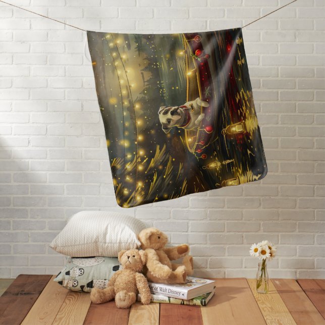 American Staffordshire Christmas Festive Voyage Baby Blanket (In Situ)