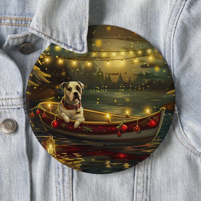 American Staffordshire Christmas Festive Voyage Button (In Situ)
