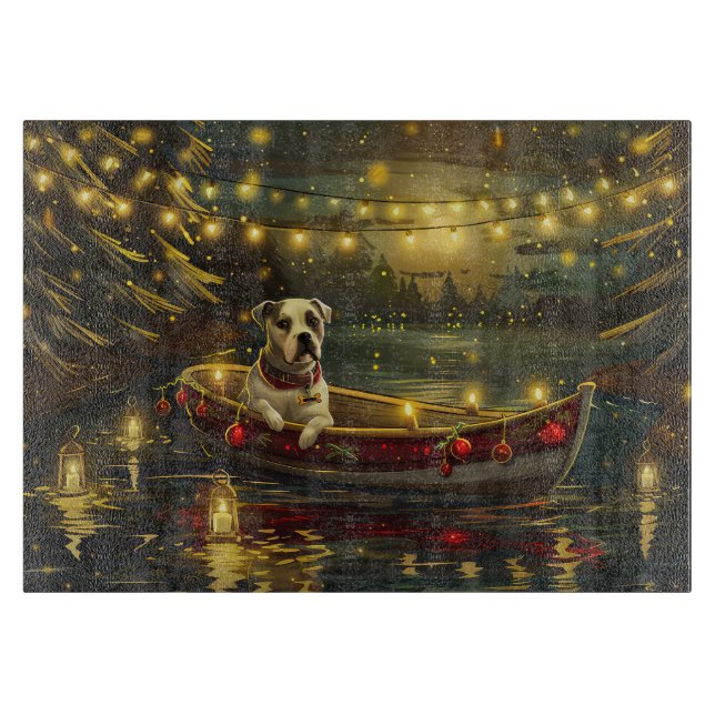 American Staffordshire Christmas Festive Voyage Cutting Board (Front)