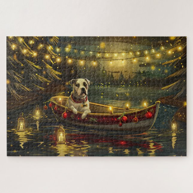 American Staffordshire Christmas Festive Voyage Jigsaw Puzzle (Horizontal)