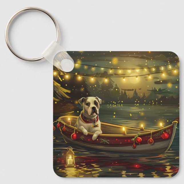 American Staffordshire Christmas Festive Voyage Keychain (Front)