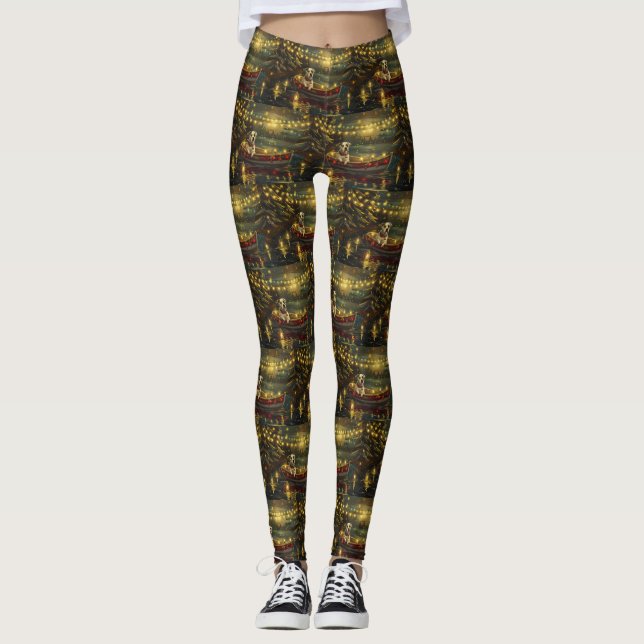 American Staffordshire Christmas Festive Voyage Leggings (Front)