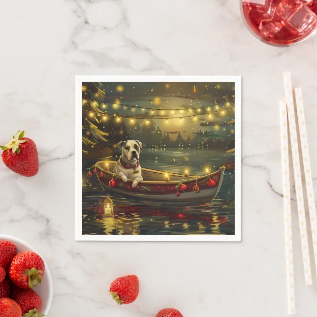 American Staffordshire Christmas Festive Voyage Napkins (Insitu)