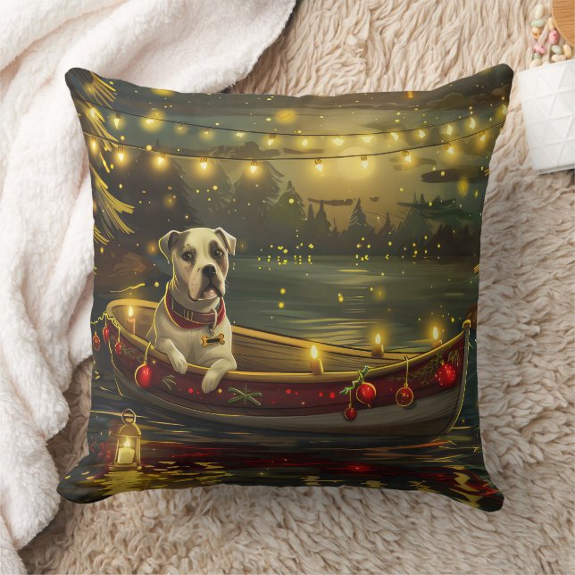 American Staffordshire Christmas Festive Voyage Throw Pillow (Blanket)