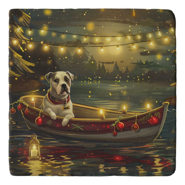 American Staffordshire Christmas Festive Voyage Trivet (Front)