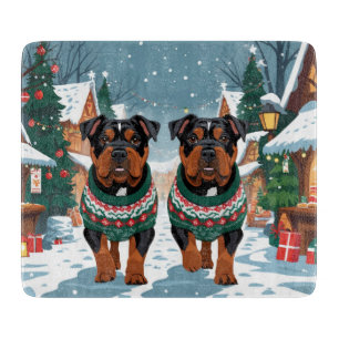 American Staffordshire Christmas Snow Holiday Cutting Board