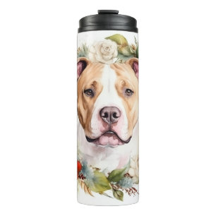 American Staffordshire Christmas Wreath Festive Thermal Tumbler
